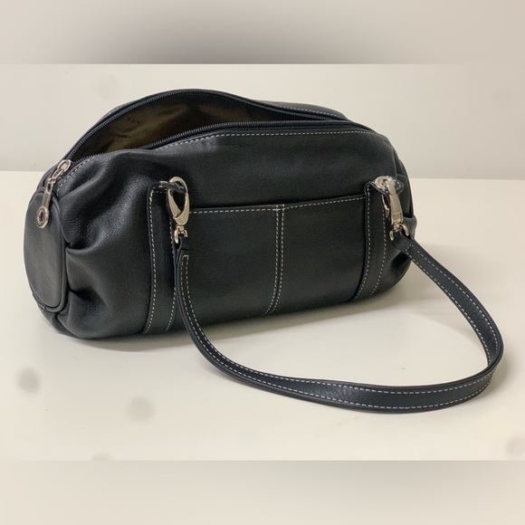 Y2K Vtg Black Leather Lee's Needle Art Handbag Purse - Picture 8 of 16